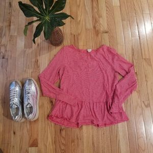 Holiday J.Crew Factory Cotton Red Peplum Top